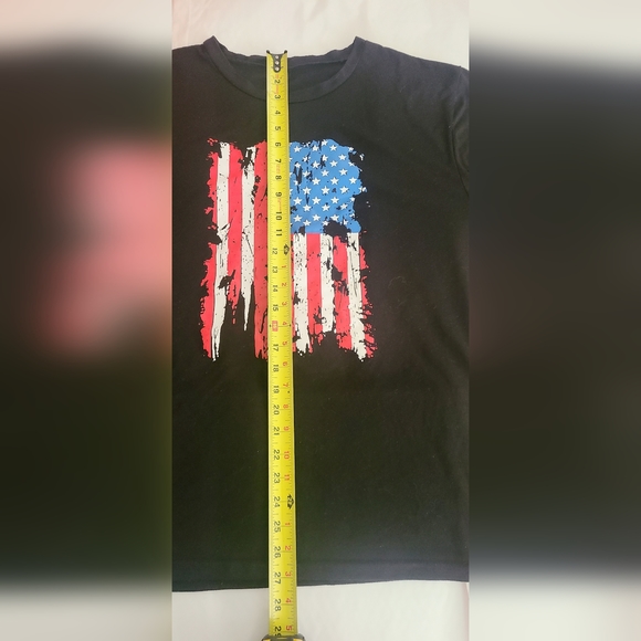 Black Distressed American Flag USA Pride America Patriotic T-Shirt Size XL - Picture 3 of 6